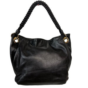 Giorgio Armani Black Leather Slouch Shoulder Bag